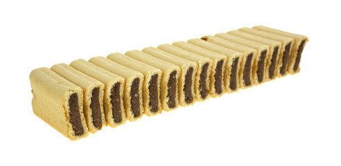 Row of fig filling cookies