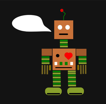 rvintage robot with text bubble