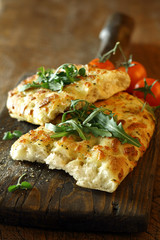 Savoury focaccia bread with rocket