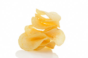 Naklejka na ściany i meble Potatoes chips isolated on white background.