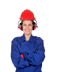 Happy woman industrial worker