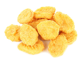 Fried chicken nuggets isolated on white