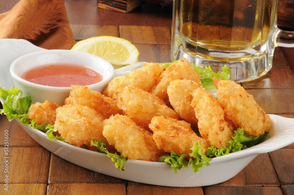 Canvas Prints coconut shrimp and beer