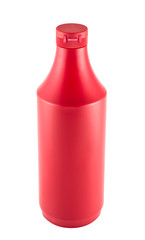 Ketchup souce platic bottle over white background