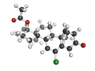 Cyproterone acetate (CPA) oral anticonceptive drug, molecular mo
