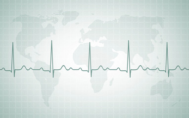 Rhythm of the Earth. ECG and a map of the world.