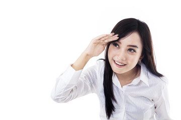 Businesswoman looking at copyspace