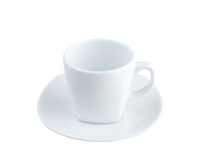 An empty tea or coffee cup with causer
