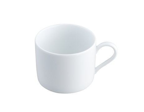 An empty white porcelain tea or coffee cup