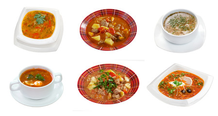 Fototapeta na wymiar russian traditional soups. collage
