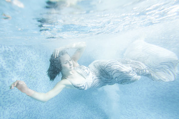 Mermaid Underwater, Beautiful Woman underwater in Aqua Studio