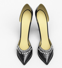 Black patent leather women's high heels