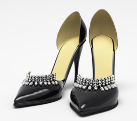 Black patent leather women's high heels