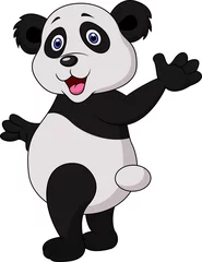  Schattige panda cartoon zwaaiende hand © tigatelu