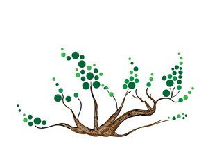 Abstract of Isometric Green Tree and Plant