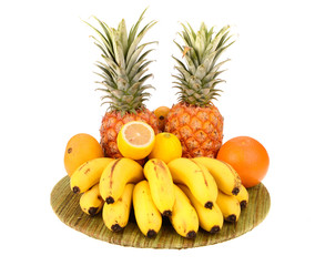 Tropical fruits isolated on white