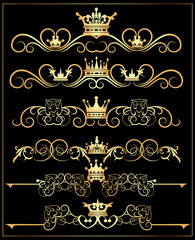 Vector set. Victorian Scrolls and crown. Decorative elements