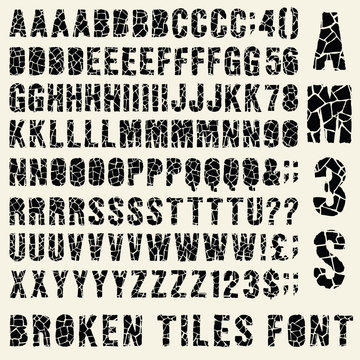 Broken tiles (trencadis) typeset