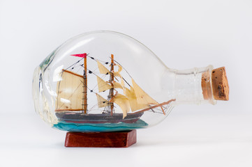 Miniature ship inside a bottle