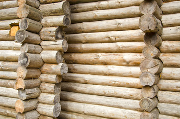 wooden logs wall conctruction