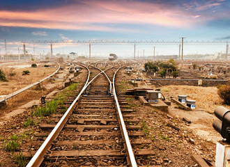 Rails under the sky background
