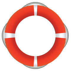 EPS-10 Vector of Red Life Buoy, Isolated On White Background