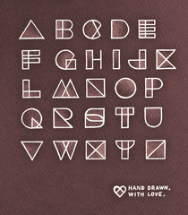 Vintage pop art style alphabet design. Pencil hand drawn
