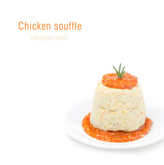 mousse of chicken with pumpkin and red pepper sauce