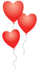 Fototapeta na wymiar set of three heart balloons