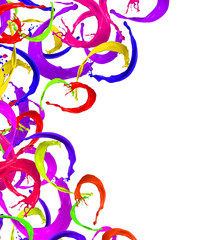 Colored paint splashes isolated on white background