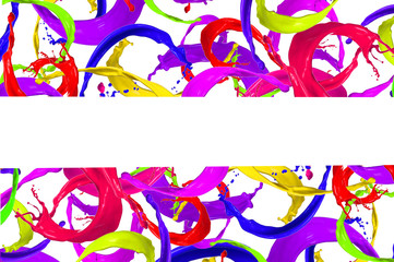 Colored paint splashes isolated on white background