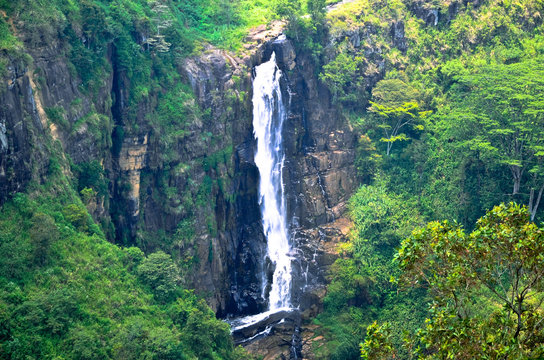 Beautiful devon waterfall in Sri Lanka