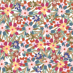 Fototapeta premium Seamless pattern of colorful flower and leaf background