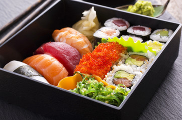 sushi in bento box