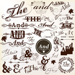 Collection of ornate vector Ands and thes perfect for headlines