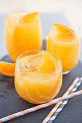 Three glasses of fresh orange juice