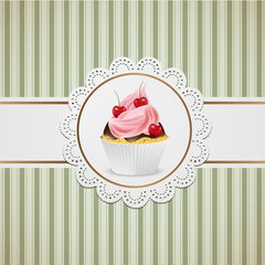 Cupcake with chocolate and pink cream