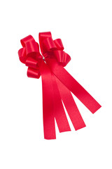 Red ribbon isolated on white background.