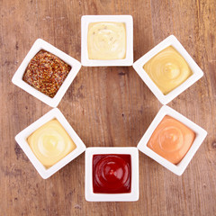 collection of dips, sauce