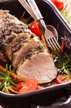 Kalbsbraten mit Gem&uuml;se