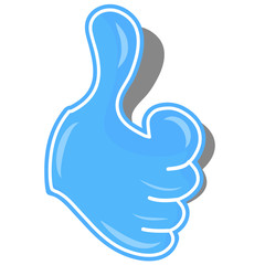 blue stickers of Very good hand gesture