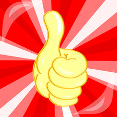 Very good hand gesture on red background