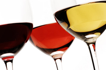 White, rose and red wine