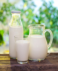 Obraz na płótnie Canvas Milk in various dishes.