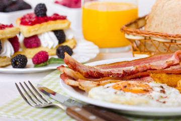 Breakfast, eggs and bacon