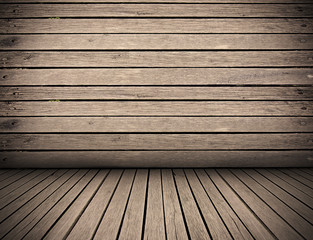 wooden planks interior background, wood floor and wall