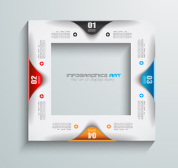 Infographic design template with paper tags.