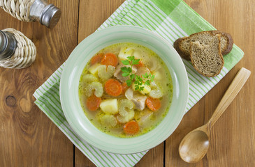 Soup with meat and celery