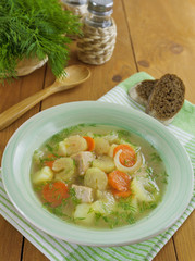 Soup with meat and celery