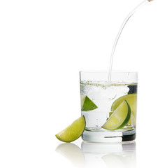 Fresh water in glass, isolated on white